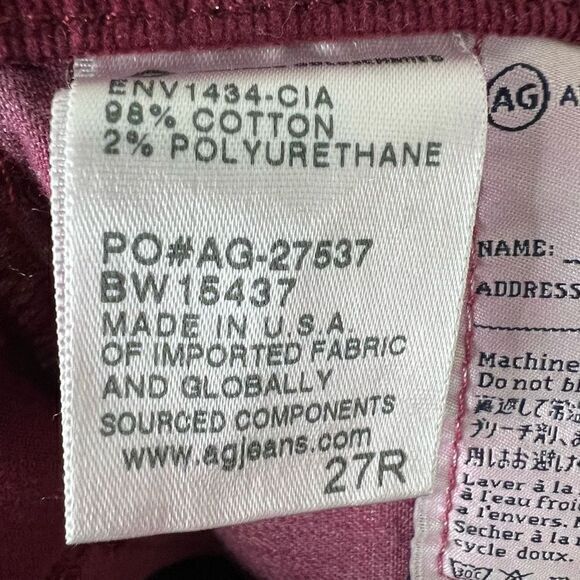 Adriano Goldschmied The Prima Red Mid Rise Cigarette Leg Corduroy Skinny Sz 27R - Picture 9 of 10